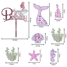 Princess Birthday Supplies for Safe And High Quality Material, Cupcake Decorations Mermaid Theme Birthday Ocean Cake Decor Creative Design Reusable De