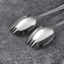 Utensilios de acero inoxidable para servir ensaladas, aptos para lavavajillas, tenedor-cuchara reutilizables, resistentes a la oxidación, con borde