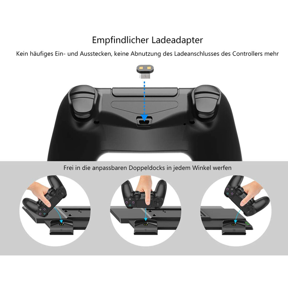 Vertical Charging Solution For Your Game Console, 7-In-1 Bundle With Customization, Space-Saving Design For Ps4, Ps4 Slim, Ps4 Pro Vertical Charging 9128293442114