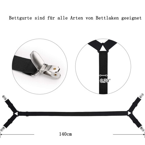 Clipes para Lençol de Cama com Elástico, Presilhas Ajustáveis com Design Triangular de Proteção, Cordas Elásticas Resistentes.
