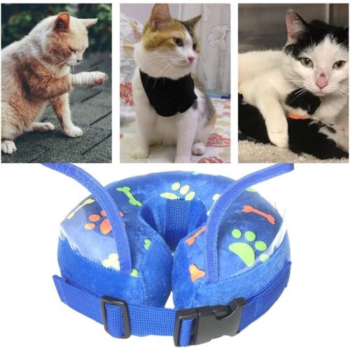 Inflatable Collar with Clear Baffle, Soft Cone for Cats for After Surgery and Adjustable Ref: 1487 1