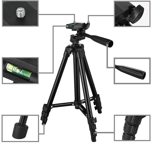 Tripé versátil de 57 polegadas para celular e tablet, suporte extensível para gravação de vídeo e transmissão ao vivo, cabeça panorâmica de 2