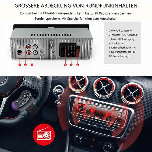 Συμπαγές στερεοφωνικό αυτοκινήτου, Bluetooth Hands-Free, Ραδιόφωνο FM με μπάσα, Push-To-Talk, 2