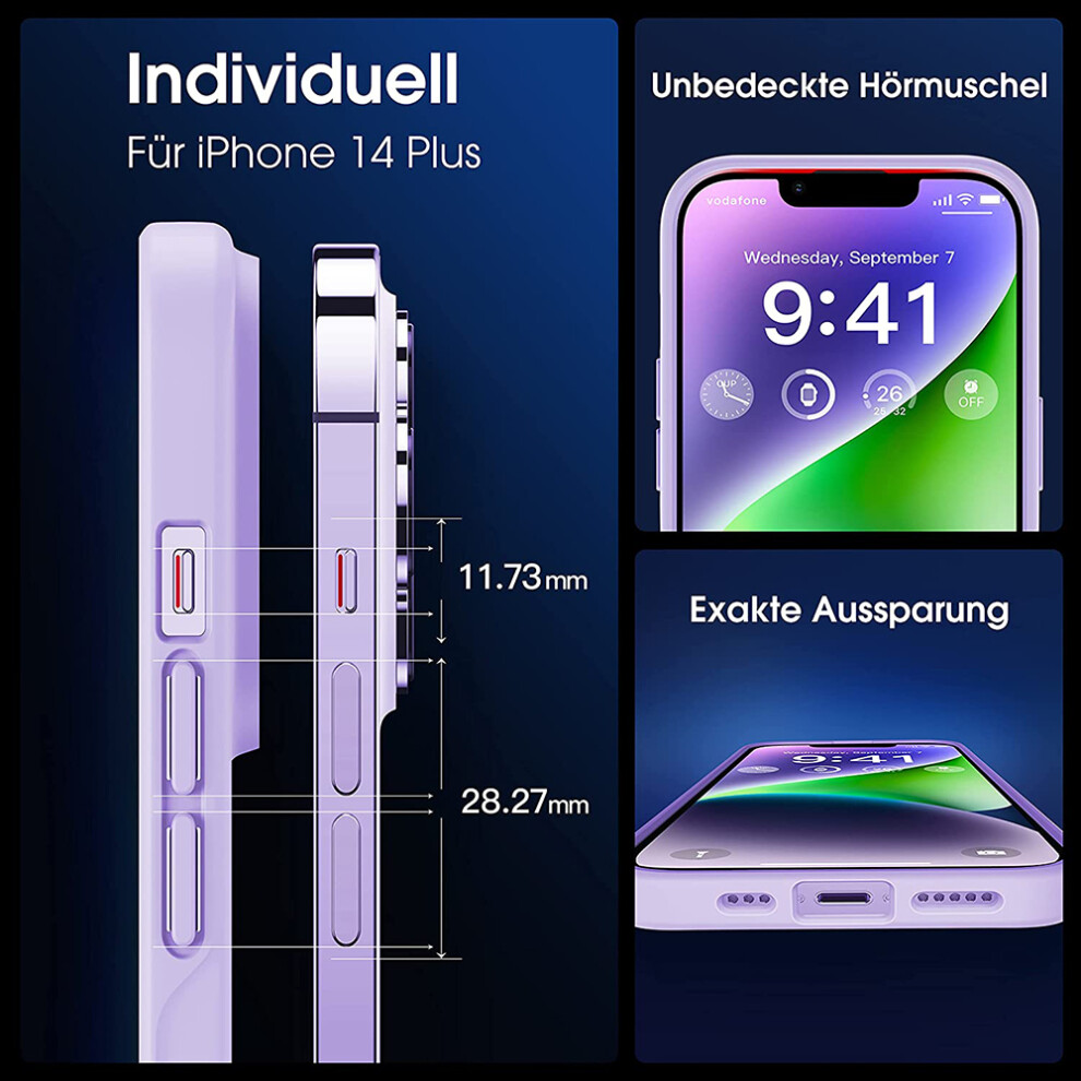 Protective Case For Iphone 14, Shockproof Clear Case With Military Drop Protection, Purple 9128293442664
