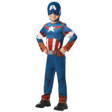 (7-8 Years, Blue/Red/White) Captain America Childrens/Kids Costume