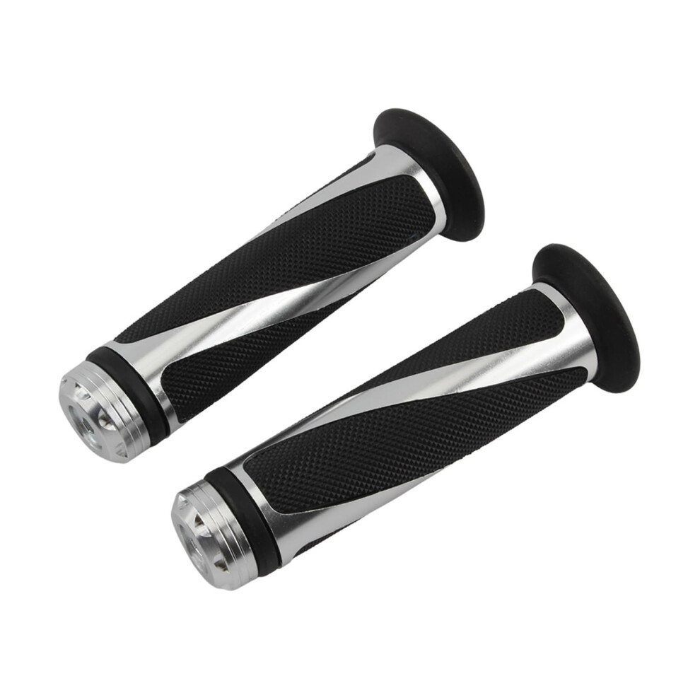Motorcycle Handlebar Grips 7/8 22Mm Cnc Aluminum Antislip Comfort Motorbike Grip Covers Silver 9412369323026