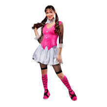 (XS, Pink/Black/White) Monster High Womens/Ladies Draculaura Costume Set