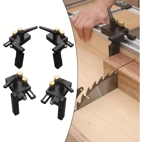 Adjustable aluminum miter rail for woodworking, sliding stop (left long) Left Long 2