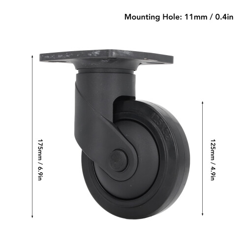 5 Inch Plastic Caster Wheel, 400lb Load, Silent Rubber Swivel Replacement 1