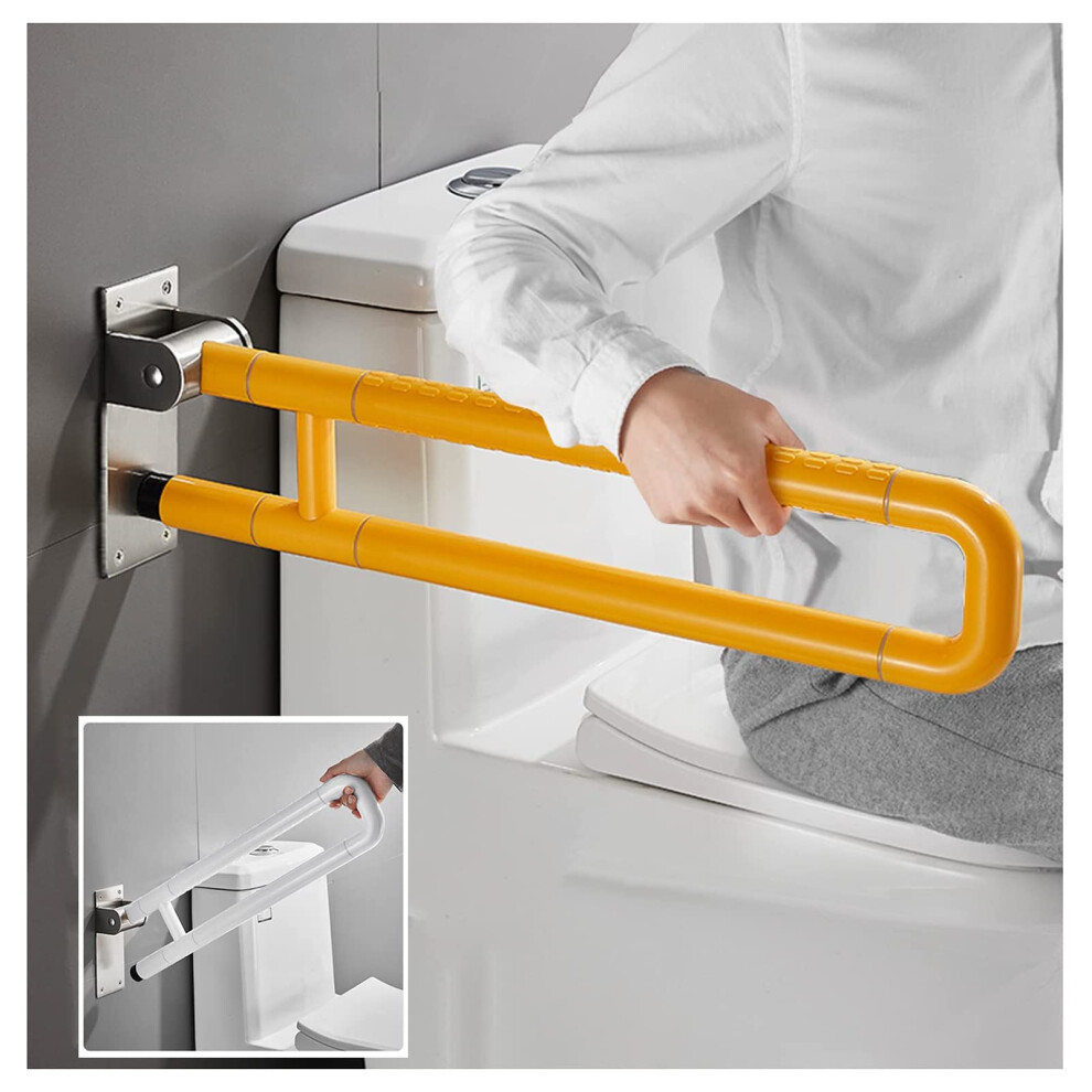 Orange Toilet Safety Grab Bar Folding Bathroom Handrail 60Cm Wall Mounted Nonslip Rail For Elderly Disabled