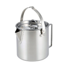 Camping Kettle Portable Stainless Steel 1.2L For Outdoor Cooking 12.5 x 13 cm Silver