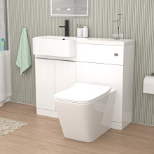 Nes Home 1000mm Left Hand Freestanding White Basin Cabinet WC Unit Square Toilet