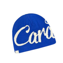 Bonnet tricoté d'hiver chaud avec bonnet acrylique-Bleu roi