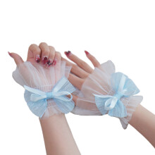 Manches de bras élégantes en filet garnies de courbures-Bleu