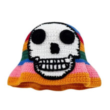 Artistic Skull Striped Fisherman Hat Windproof Sun Protective