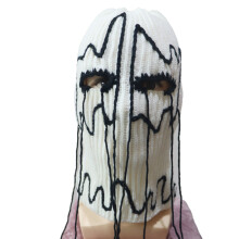 Knitted Balaclava Hat Cold Weather Face Mask-Black white