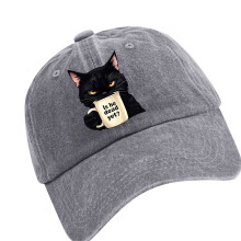 Unisex Breathable Cotton Hat Cartoon Kitten-Gray Figure 2