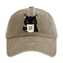 Lovely Kitten Baseball Hat Breathable Cotton Sun-Khaki Figure 2