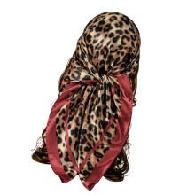 Stylish Leopard Pattern Sun Protection Scarf Breathable-Red