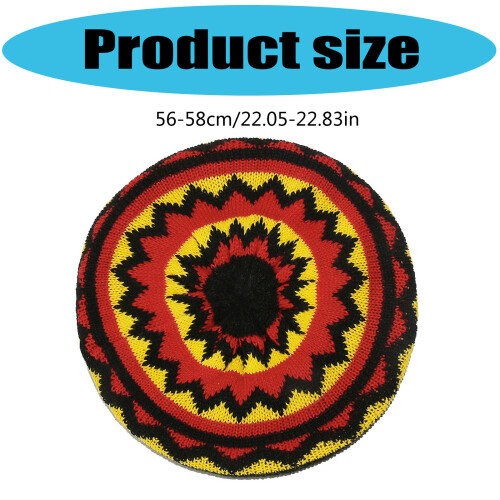 Traditional Jamaican Beret Hat Rainbow Color Knitted Pullover-A 2