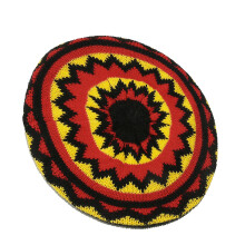 Traditional Jamaican Beret Hat Rainbow Color Knitted Pullover-A