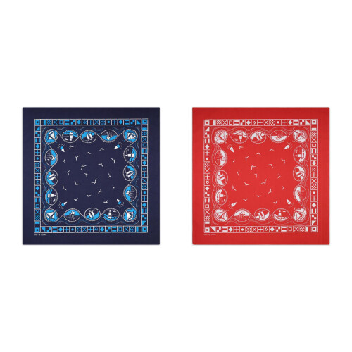 Airy Cotton Square Scarf Patterned Flexible Wrap For-Navy Blue 1