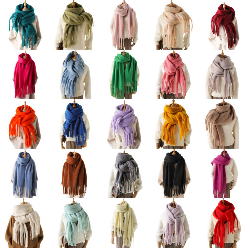 Écharpe d'hiver Simple en Polyester, couvre-chef, châle-16 1