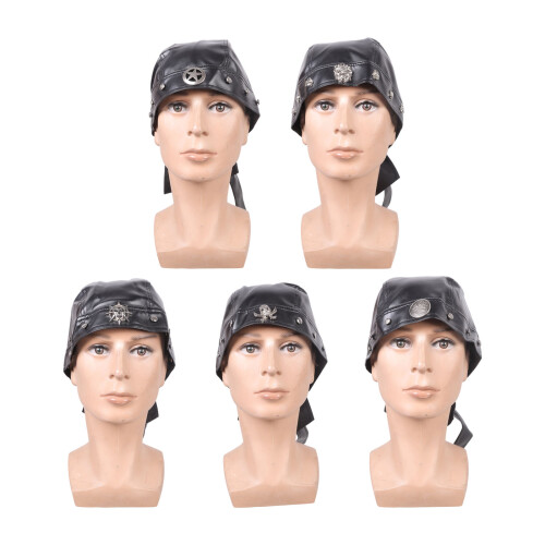Casquette en cuir PU avec strass, sangle-Style double épée 1
