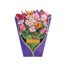 Elegante, handgefertigte Pop-up-Karte: 3D-Blumen-Pop-up-Grußkarte mit leuchtendem Tulpenstrauß – einzigartiges Geschenk für immerblühende