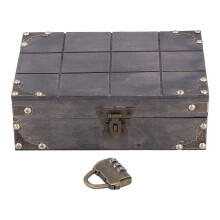 Metal Mesh Container Wooden Treasure Chest, Antique Style Treasure Chest Vintage Decorative Storage Jewelry Organizer with Carved Details Durable