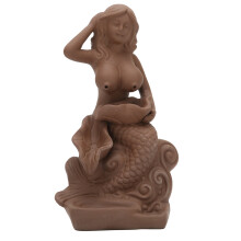 Dragon Shape Incense Burner with Waterfall Smoke Effect Handmade Ceramic Mermaid Backflow Incense Holder for Meditation Home Office Yoga Space