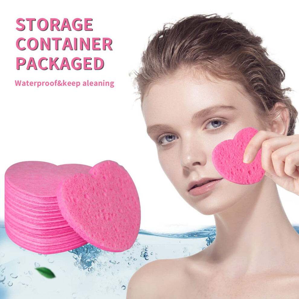 Natural Cellulose Face Sponge For Skincare Routine, Facial Sponges Compressed With Heart-Shaped Design, Professional Cosmetic Spa Sponges For Gentle
