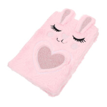 Plush Diary with Cute Cartoon Design –  Notebook for Fuzzy Animal Theme Journal for Creative and Daily Entries, Pink Cover