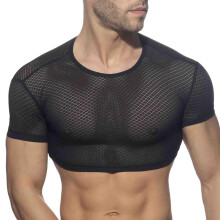 Men's Mesh Tank Tops, Men's Mesh Undershirt, Lingerie Stretch TShirt, Men Mesh Shirt, Black