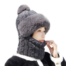 Krempenloser Winterschal, Pullover, Mütze, winddicht, warm,-Grau