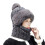 Krempenloser Winterschal, Pullover, Mütze, winddicht, warm,-Grau 1
