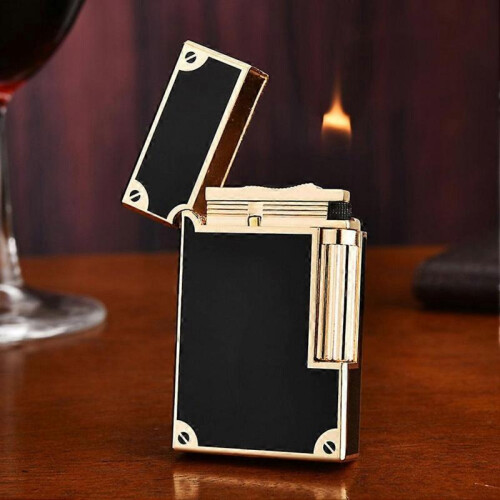 (2035 Black) Sturdy Windproof Metal Lighter Present Premium Metal Casing Dad Present