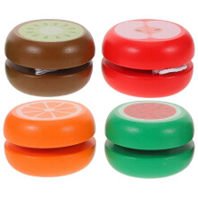 4pcs Wooden Yo Yo: Yoyos for Kids - Beginner Responsive String Ball - Cute Party Favor - Preschool Education Carnival Prizes