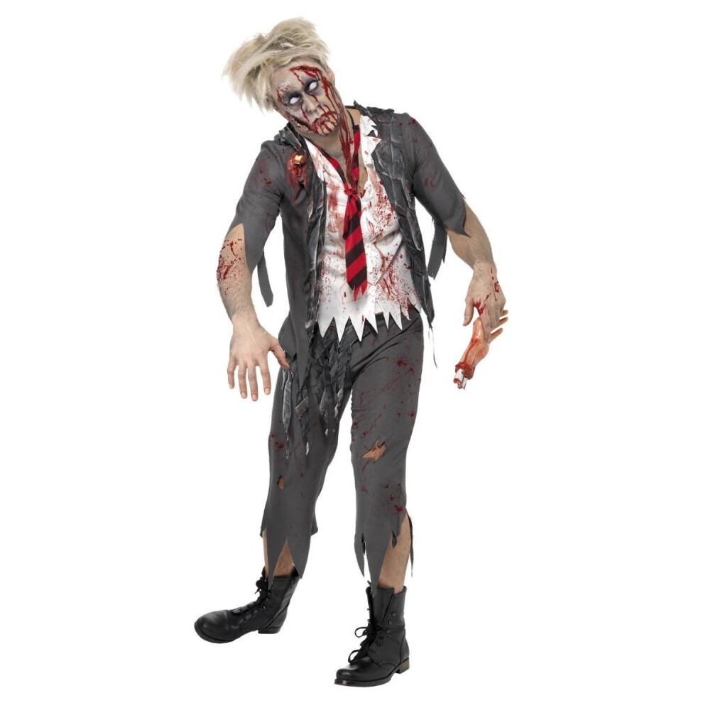 Smiffy's (L, /White) Mens High School Horror Zombie School Boy Costume Black