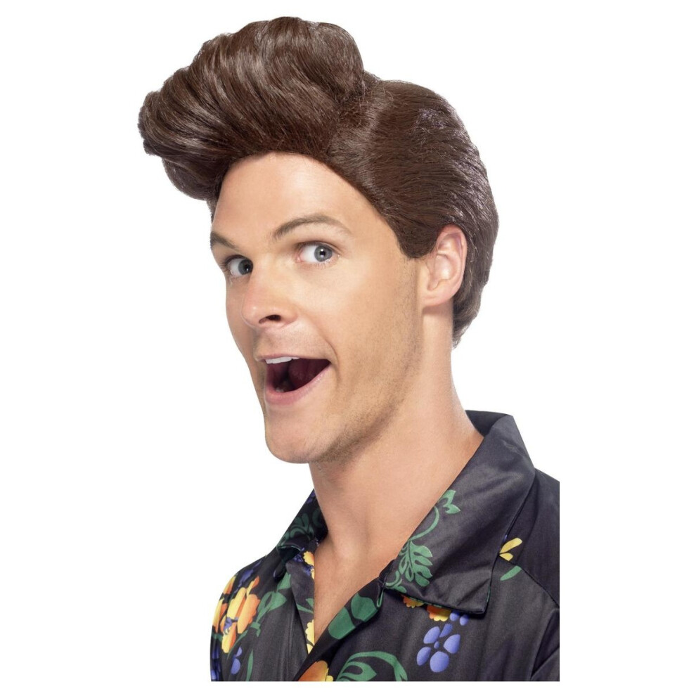 Smiffy's Mens Nineties Detective Wig Brown