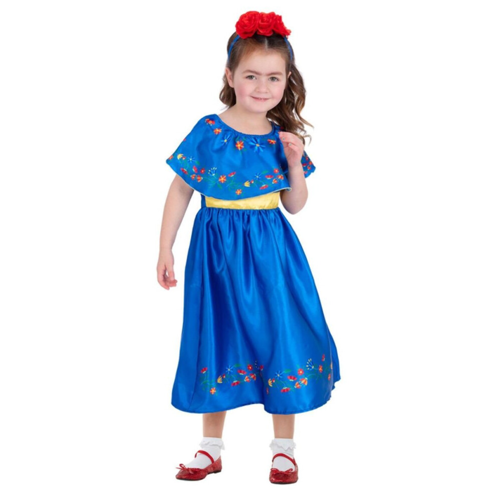 Smiffy's (7-9 Years, ) Girls Artist Frida Costume Blue