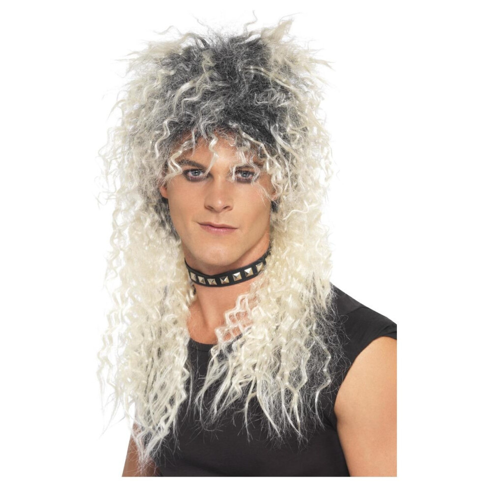 Smiffy's Mens Hard Rocker Two Tone Wig Black