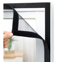 Stainless Steel Cat Safe Fly Screen, Insect Protection, No Drilling, Durable (90x100cm Gray Mesh Black Frame)