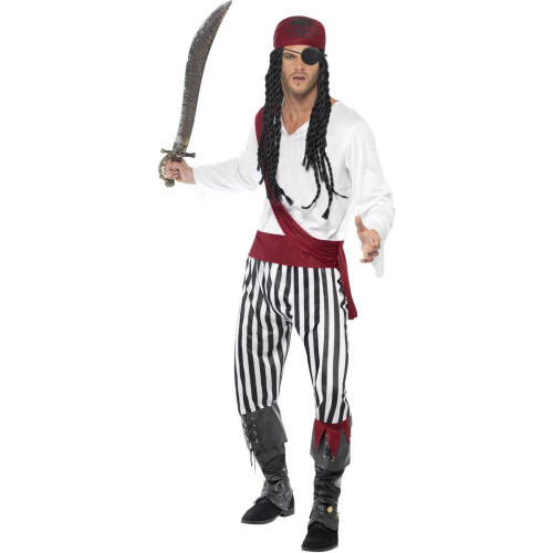 Smiffy's (M, Black/White/Red) Smiffys Mens Pirate Costume