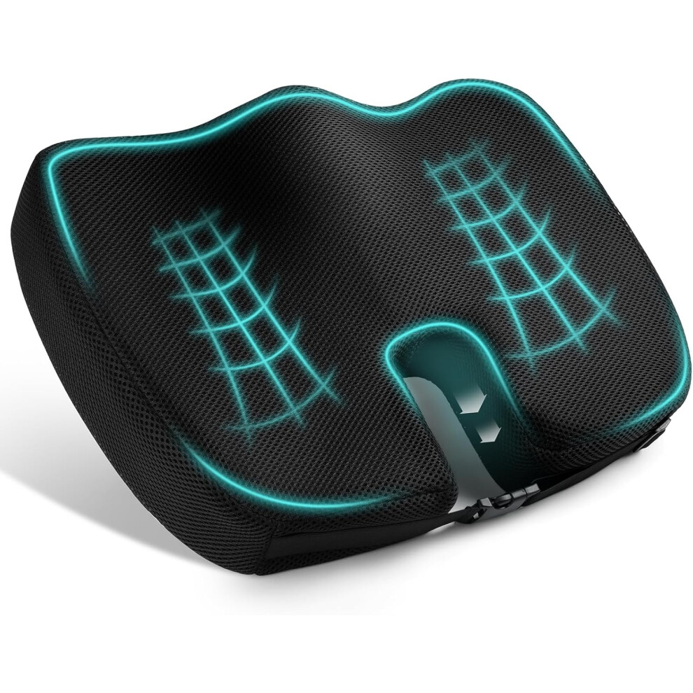 Coccyx and Tailbone Pain Relief Pillow, Orthopedic Support Cushion with Targeted Pressure Relief, Memory Foam Chair Cushion Offering Adjustable Suppor