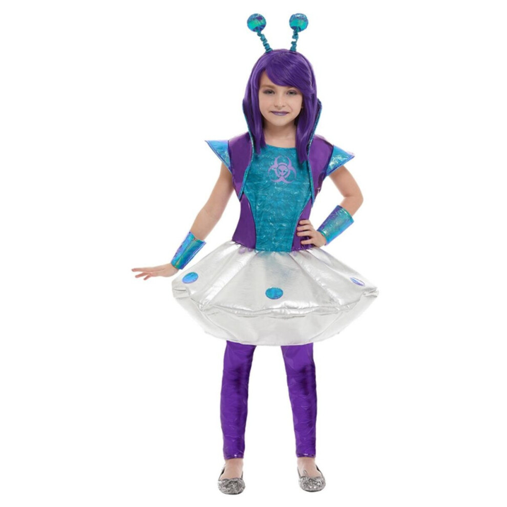 Smiffy's (10-12 Years, Aqua/) Girls Alien Costume Set Silver/Purple