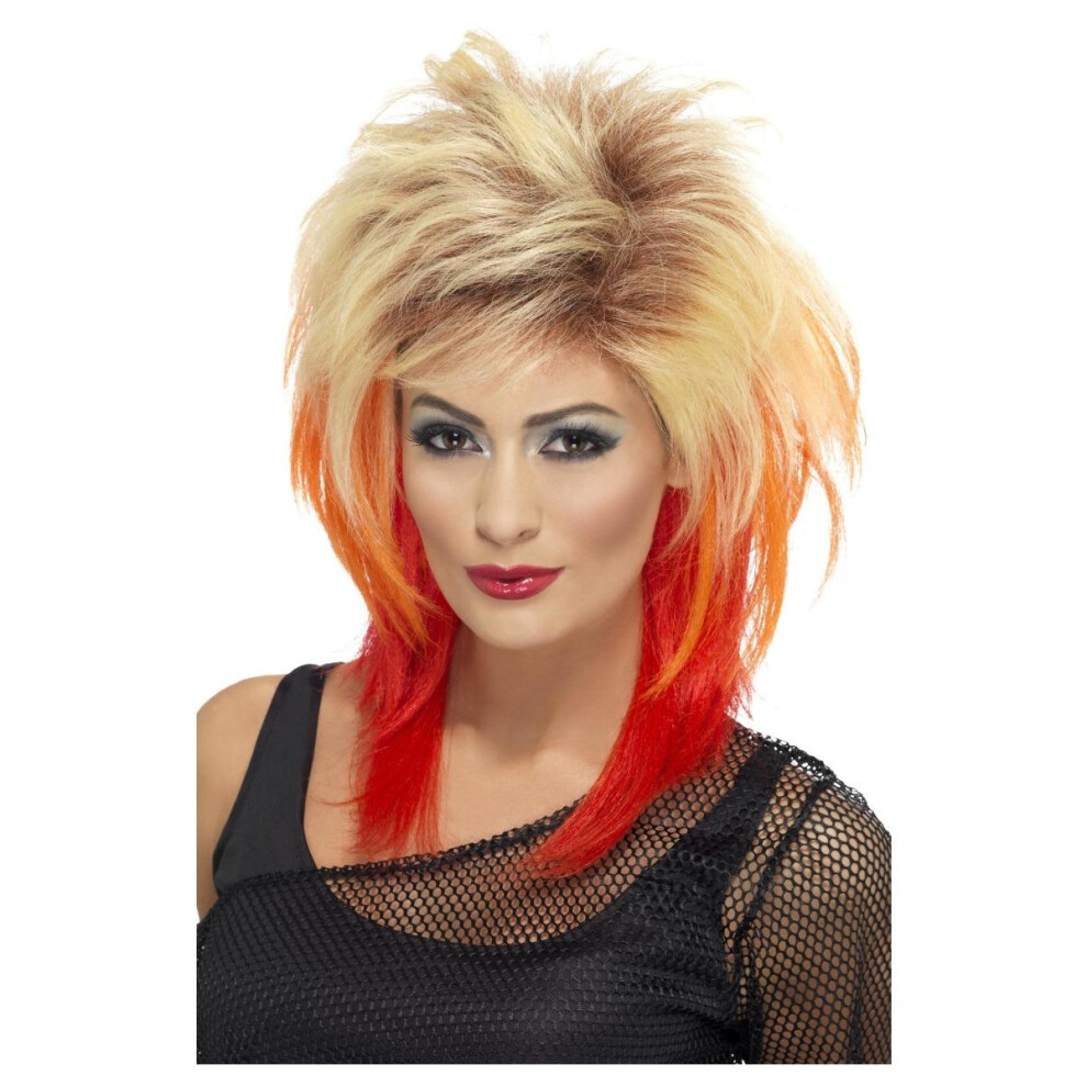 Smiffy's Womens/Ladies 80S Mullet Streaks Wig Red