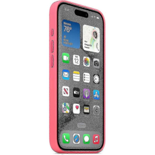 (Pink) For Apple iPhone 15 Pro Silicone Case with MagSafe 2
