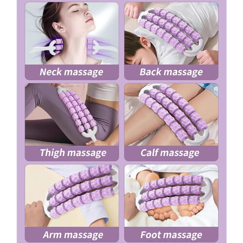 Foam Roller For Muscles, ThreeRow Deep Tissue Relaxation Tool For Athletes Purple 2