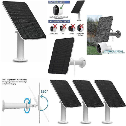 Solar Panel Charging for Arlo Ultra/ultra 2/pro 3/pro 4/pro 3 Floodlight/go 2   4w 2